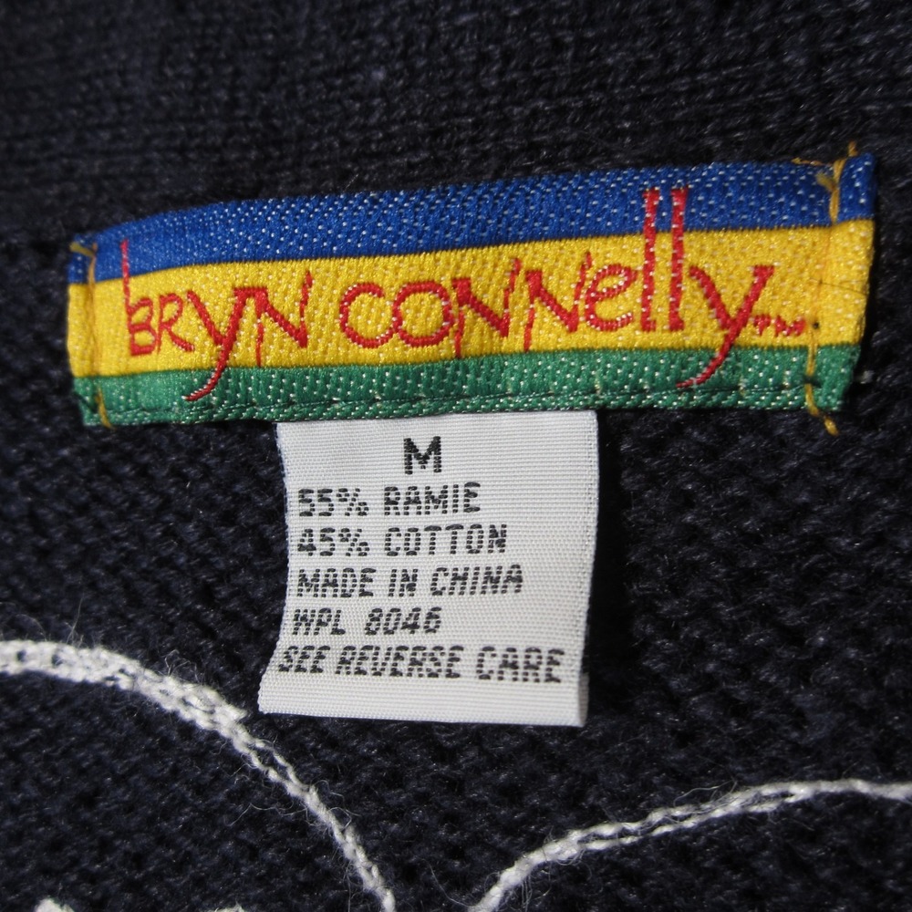 Bryn Connelly Cardigan Sweater M Navy White Embroidery Button Up Cottage Grandma - Picture 8 of 9
